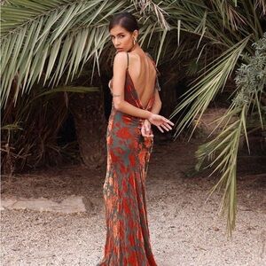 Rat & Boa Black and Orange Floral Maxi Dress
